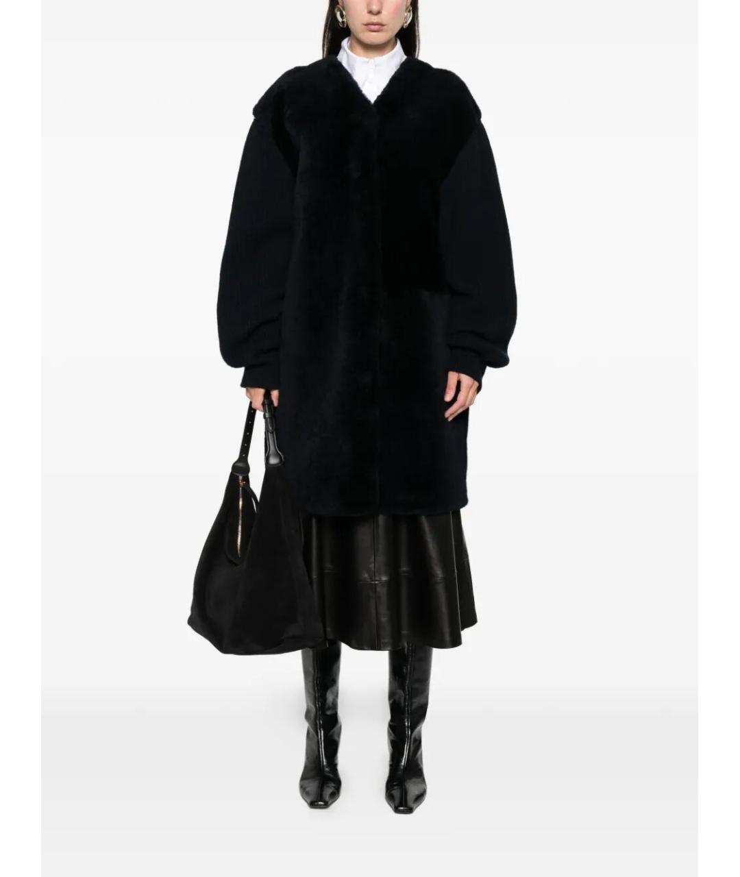 JIL SANDER Темно-синяя кожаная дубленка, фото 2