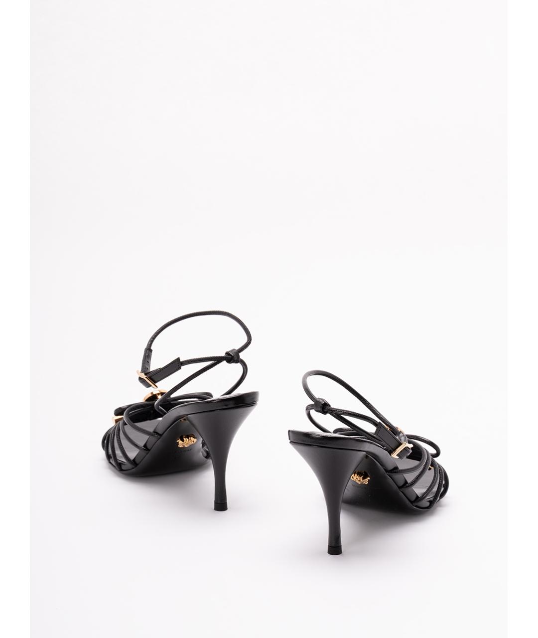 VERSACE Черные кожаные босоножки, фото 3