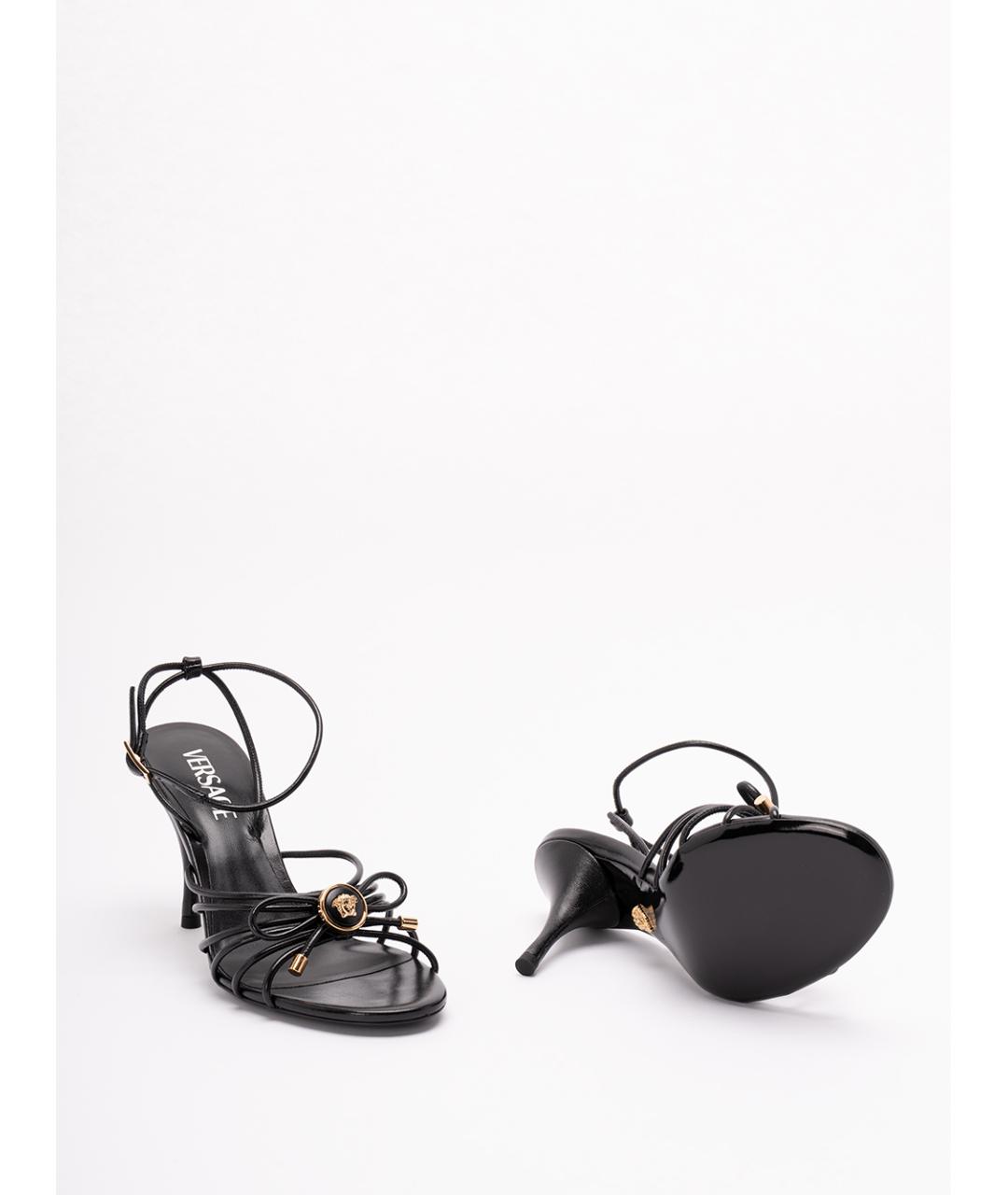 VERSACE Черные кожаные босоножки, фото 4