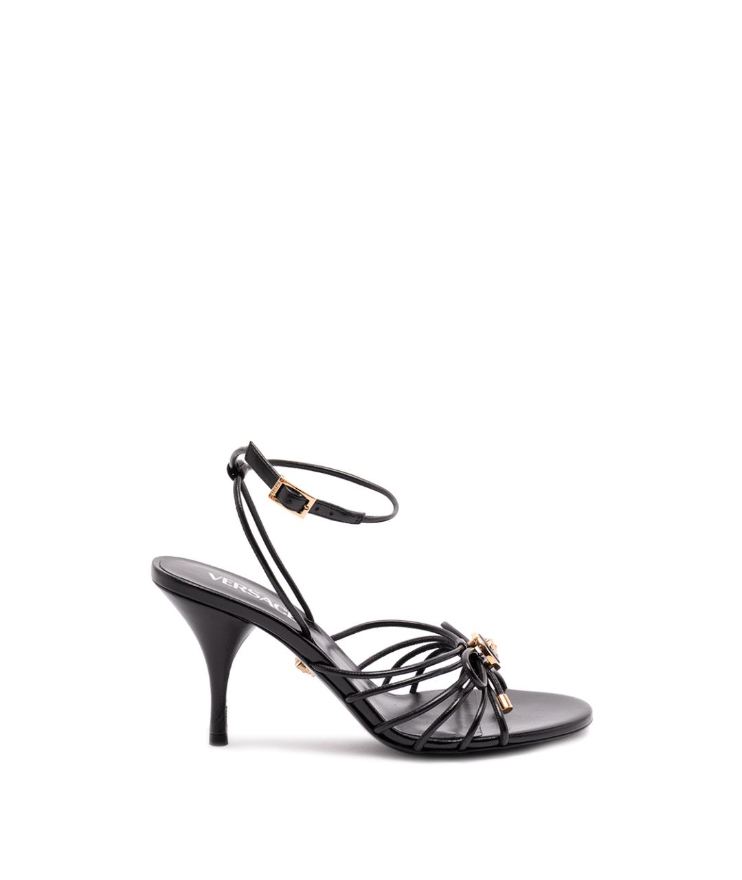 VERSACE Черные кожаные босоножки, фото 1