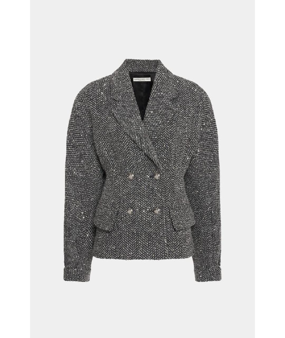 ALESSANDRA RICH Серый твидовый жакет/пиджак, фото 5