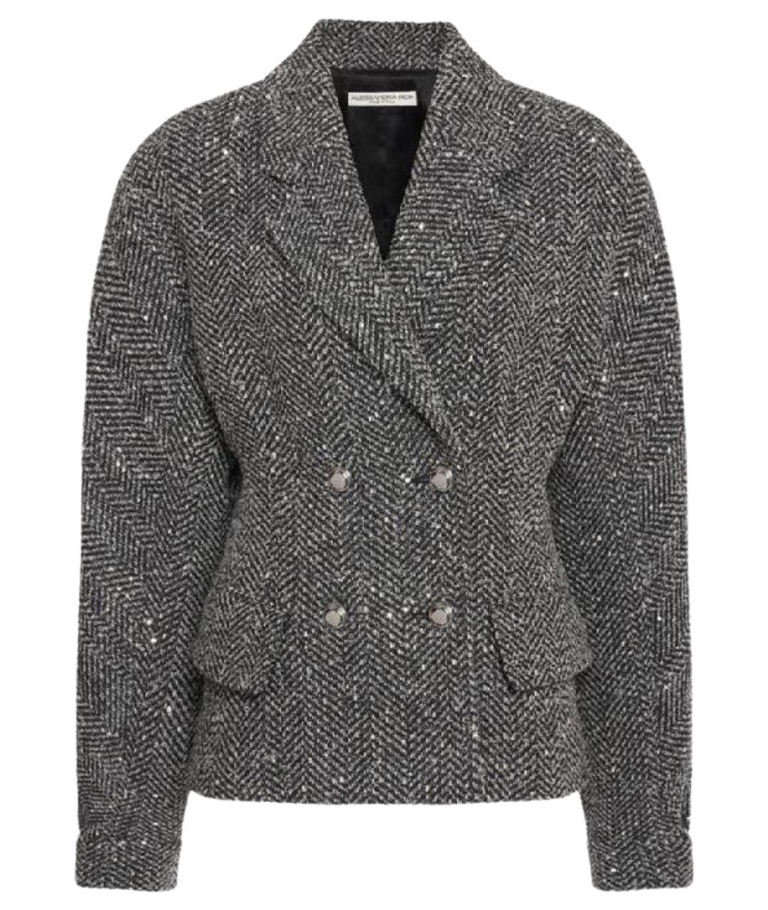 ALESSANDRA RICH Серый твидовый жакет/пиджак, фото 1