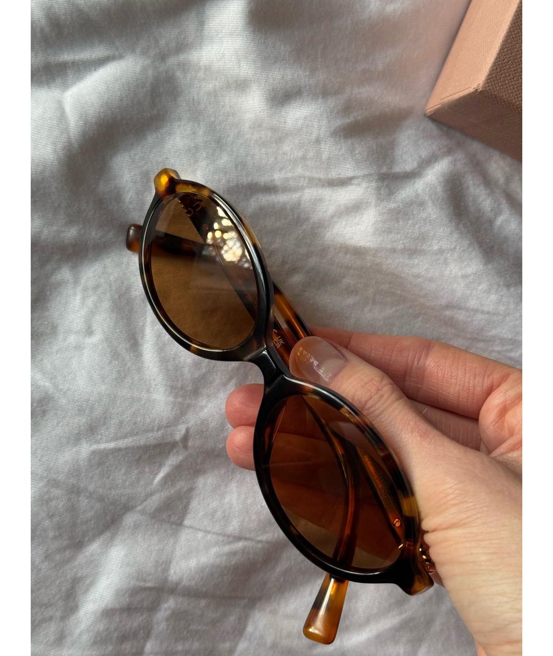 MIU MIU Коричневые пластиковые солнцезащитные очки, фото 8