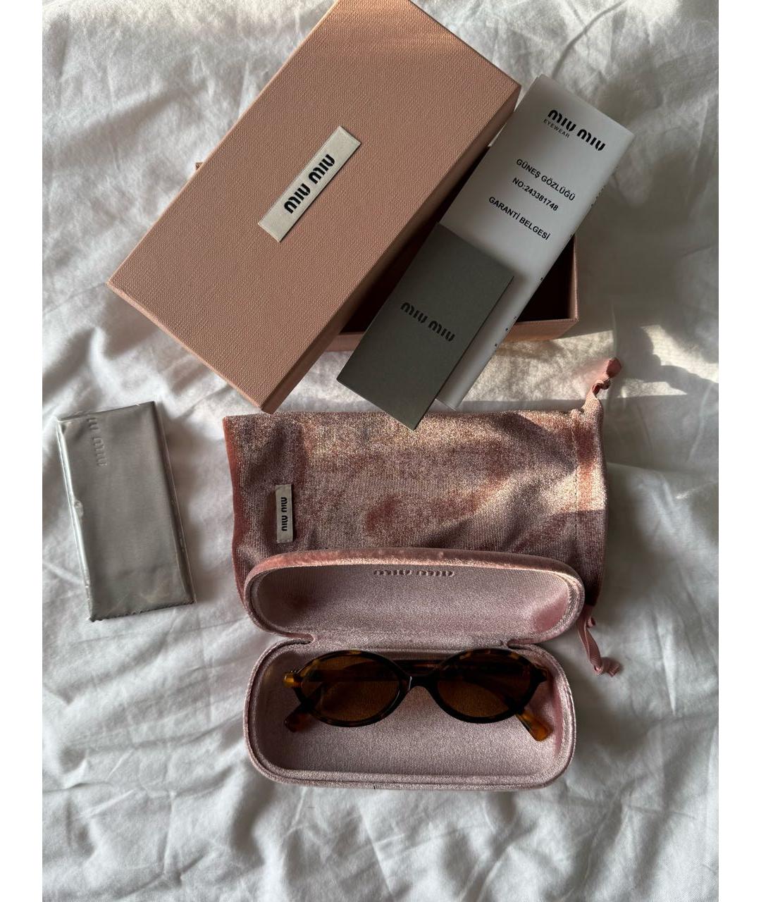 MIU MIU Коричневые пластиковые солнцезащитные очки, фото 2