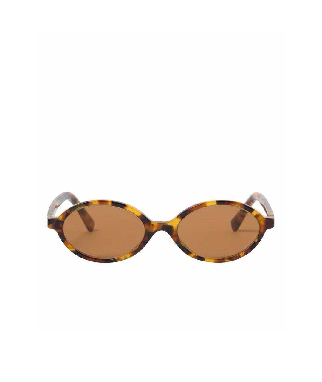 MIU MIU Коричневые пластиковые солнцезащитные очки, фото 1