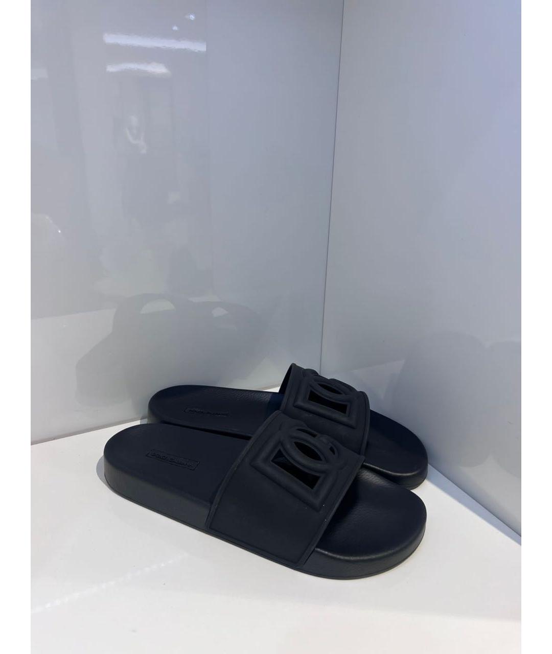 DOLCE&GABBANA Черные резиновые шлепанцы, фото 3