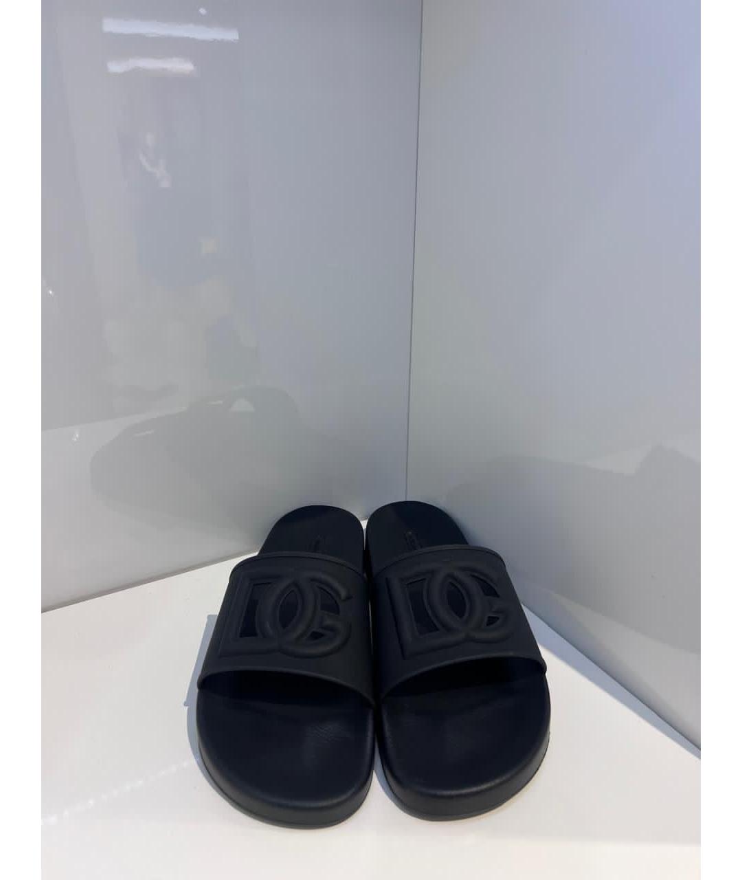 DOLCE&GABBANA Черные резиновые шлепанцы, фото 2
