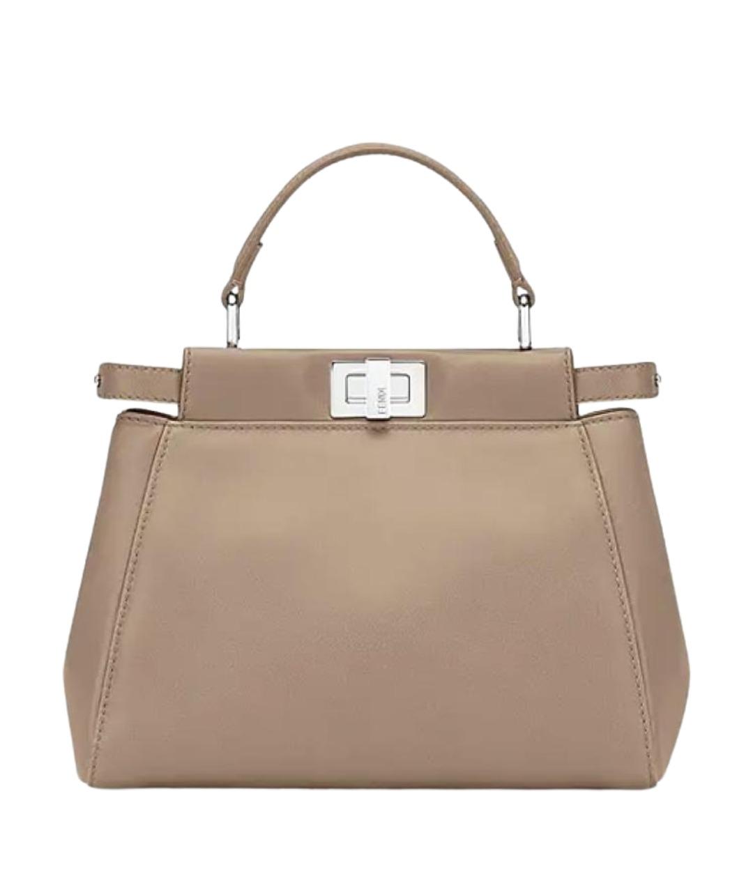 FENDI Бежевая кожаная сумка через плечо, фото 1