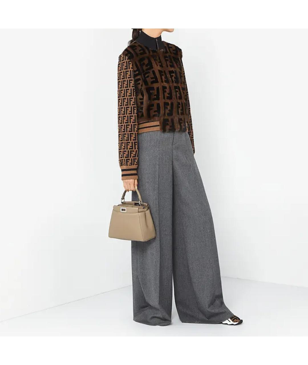 FENDI Бежевая кожаная сумка через плечо, фото 5