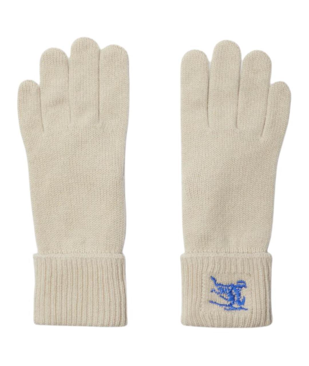 BURBERRY Белые шерстяные перчатки, фото 1