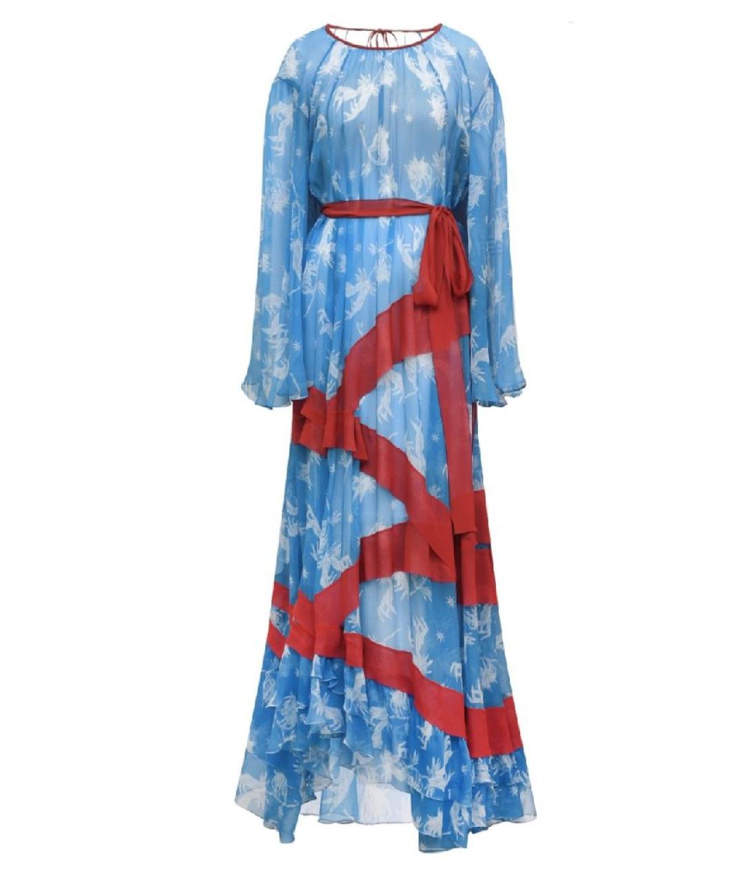 ULYANA SERGEENKO Голубое шелковое коктейльное платье, фото 1