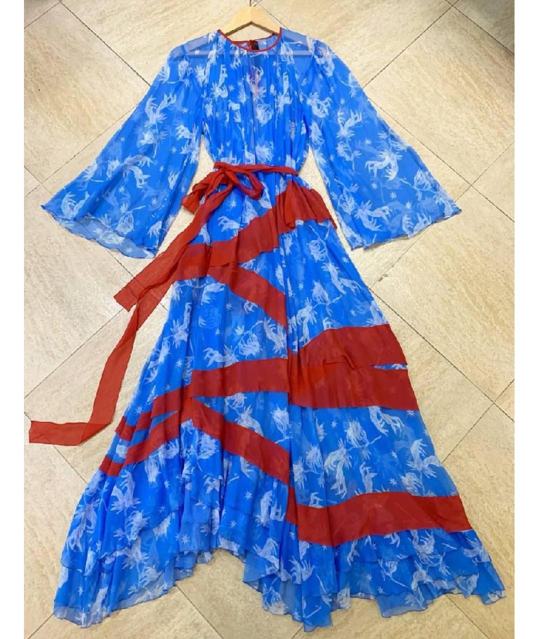 ULYANA SERGEENKO Голубое шелковое коктейльное платье, фото 2