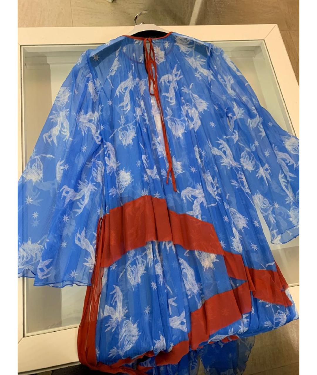 ULYANA SERGEENKO Голубое шелковое коктейльное платье, фото 4