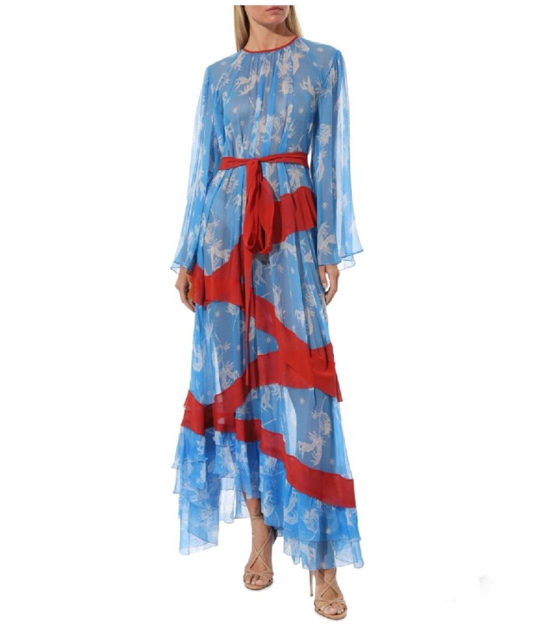 ULYANA SERGEENKO Голубое шелковое коктейльное платье, фото 8