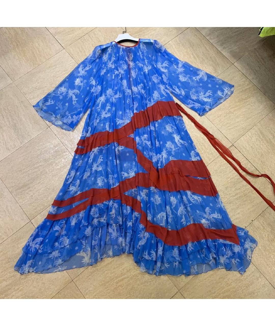 ULYANA SERGEENKO Голубое шелковое коктейльное платье, фото 3