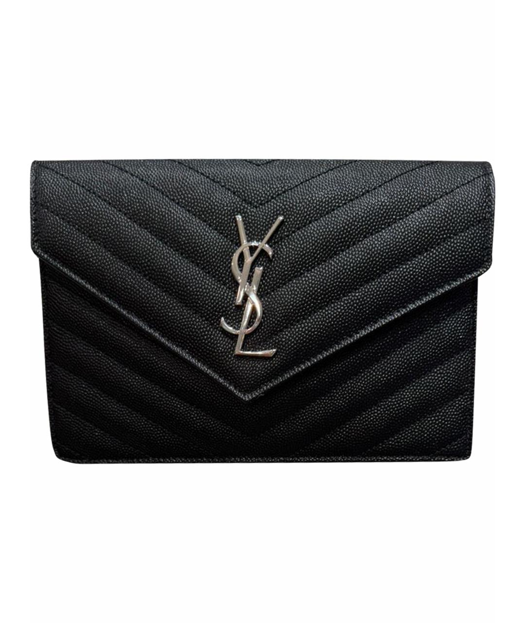 SAINT LAURENT Черная кожаная сумка через плечо, фото 1