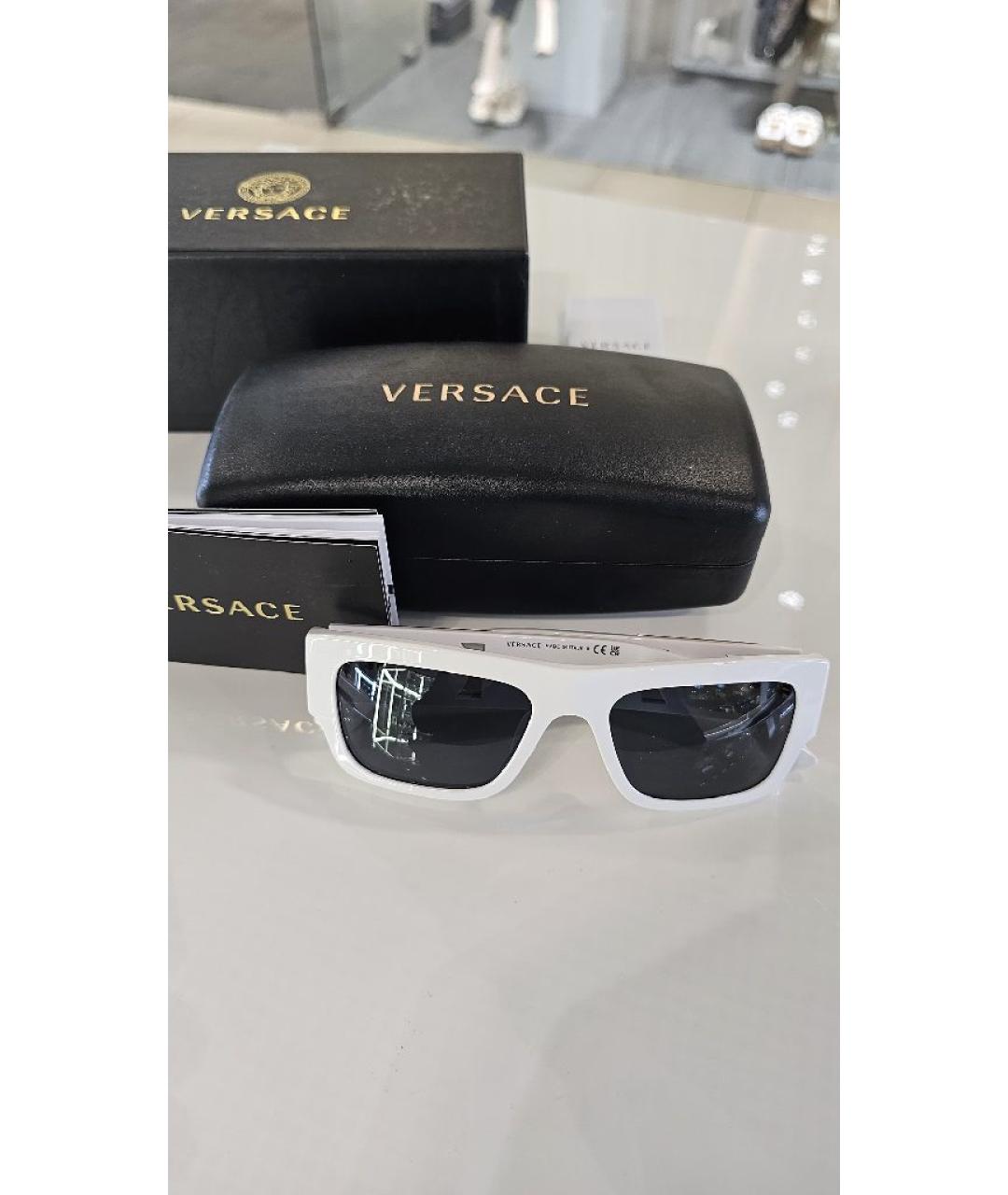 VERSACE Белые пластиковые солнцезащитные очки, фото 5