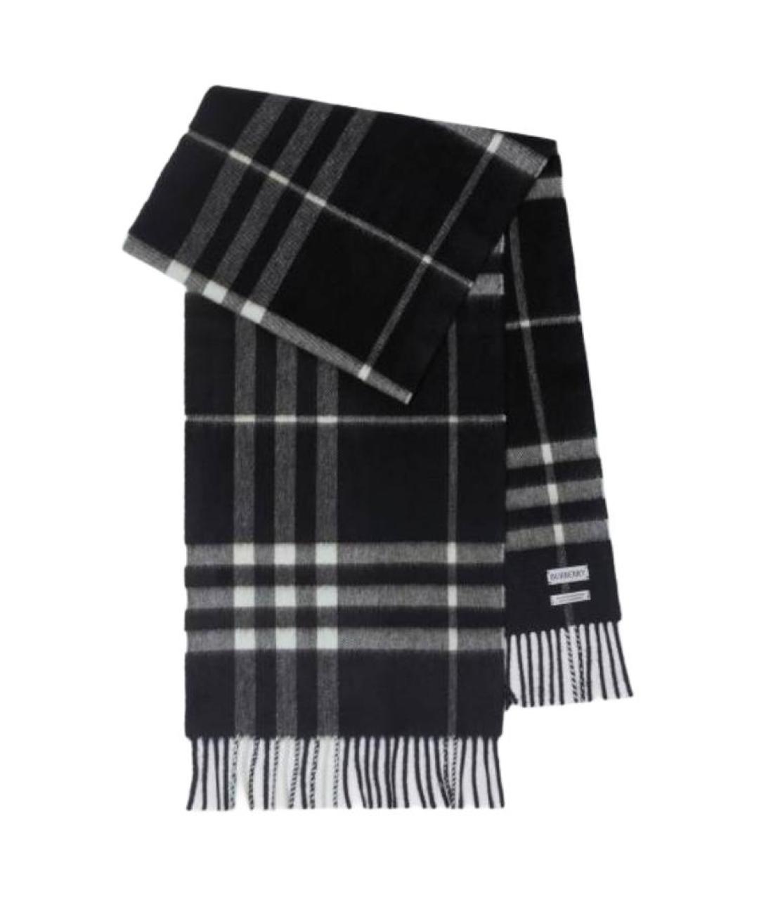 BURBERRY Черный кашемировый шарф, фото 1