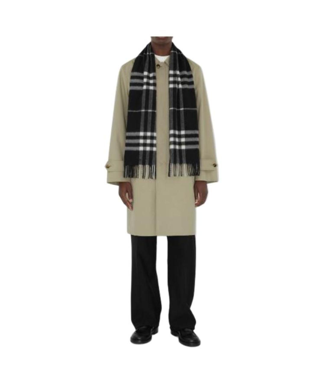 BURBERRY Черный кашемировый шарф, фото 4