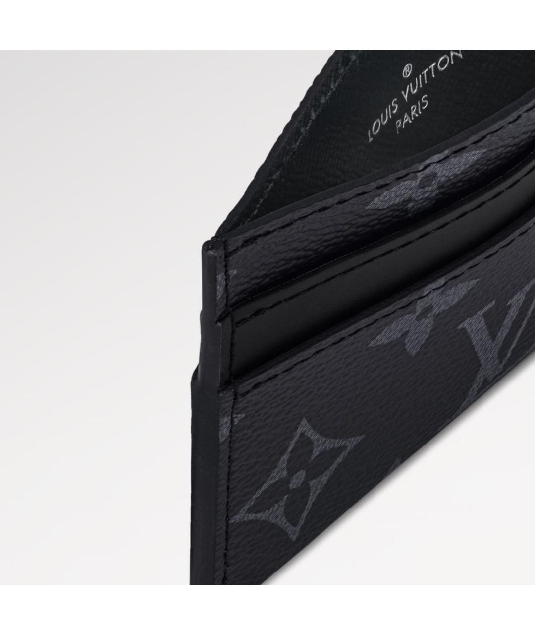 LOUIS VUITTON Черный кожаный кардхолдер, фото 5