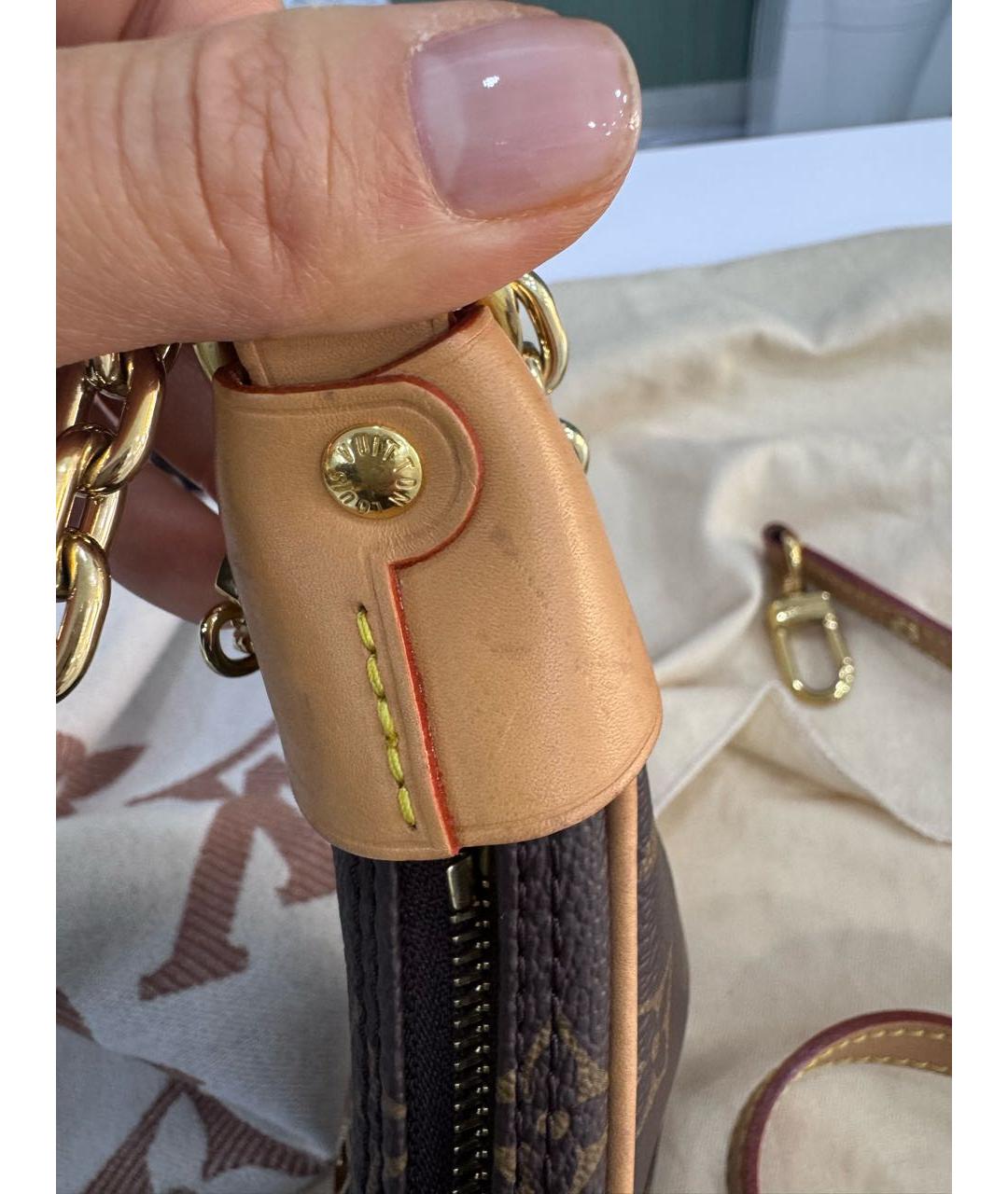 LOUIS VUITTON Коричневая кожаная сумка через плечо, фото 6