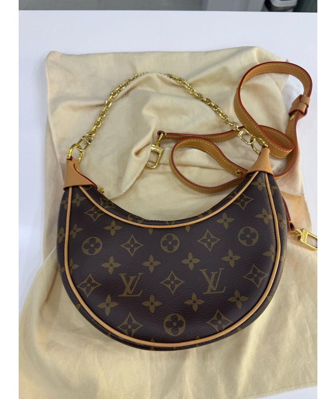 LOUIS VUITTON Коричневая кожаная сумка через плечо, фото 3