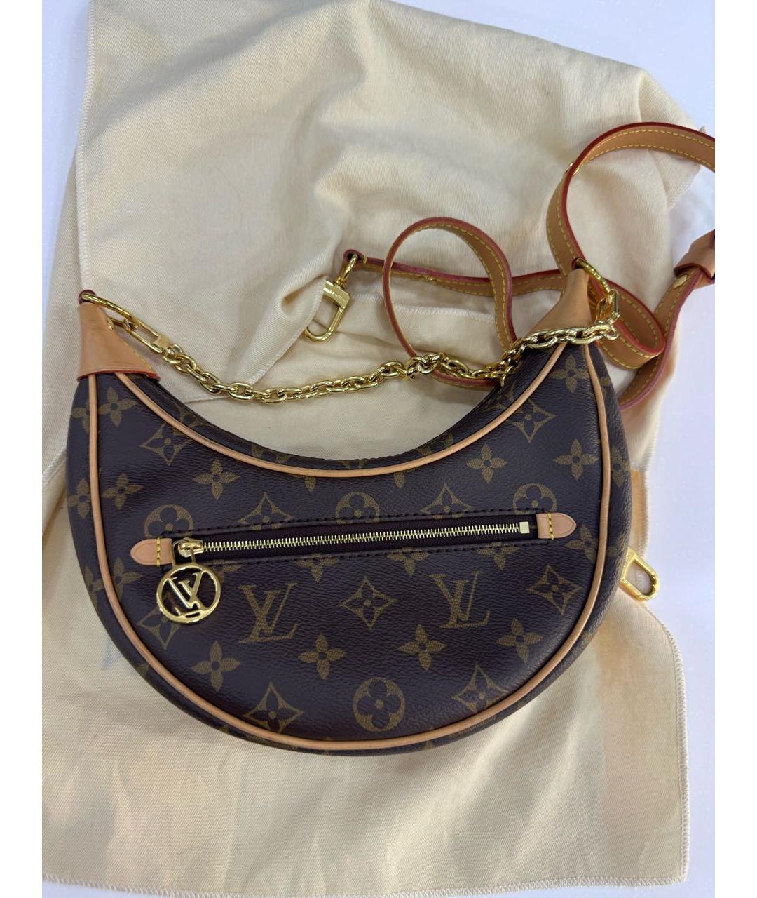 LOUIS VUITTON Коричневая кожаная сумка через плечо, фото 2