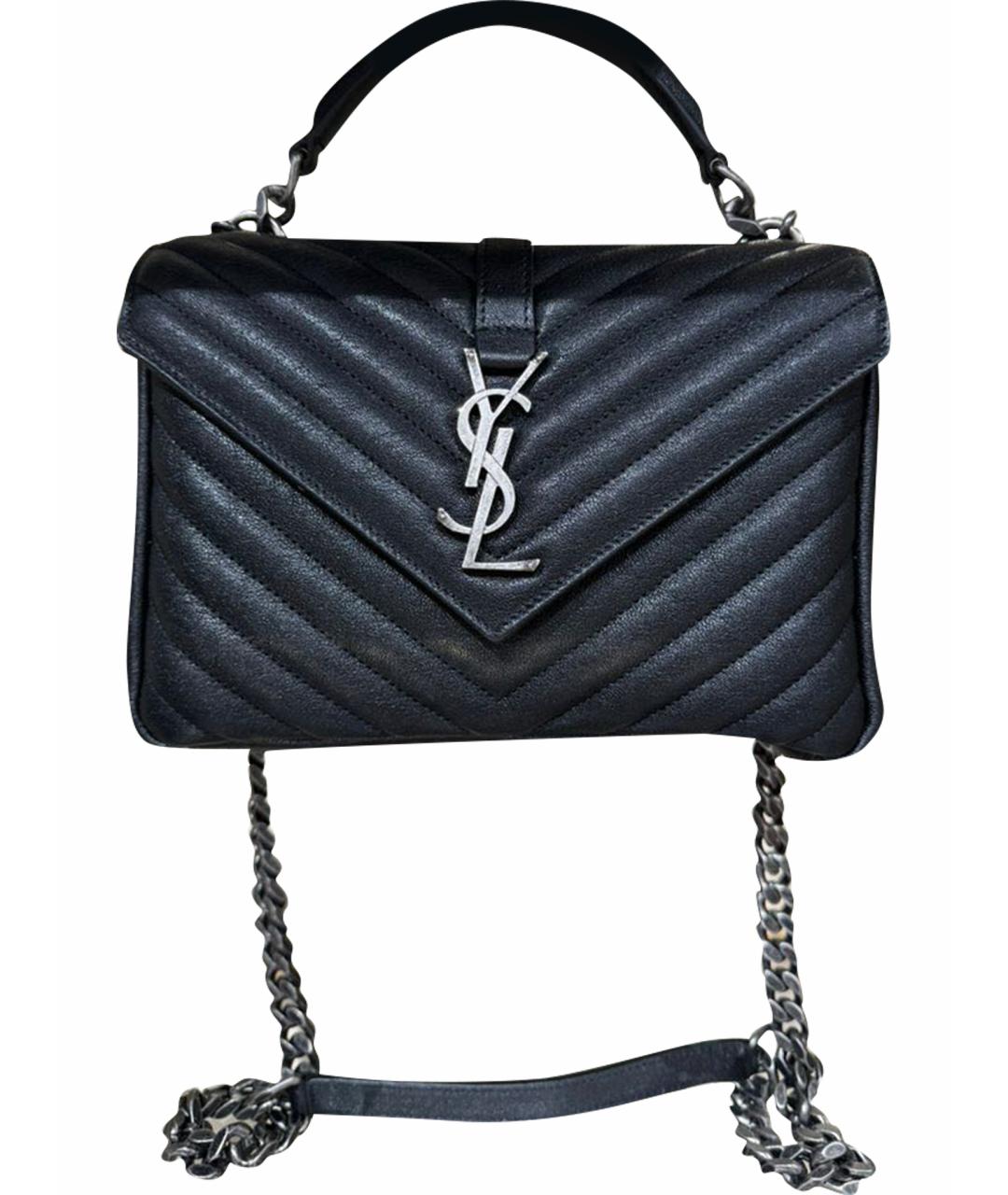 SAINT LAURENT Черная кожаная сумка через плечо, фото 1