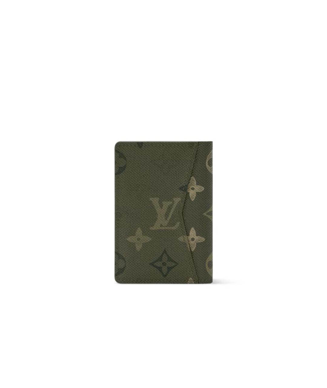 LOUIS VUITTON Хаки кожаный кошелек, фото 4