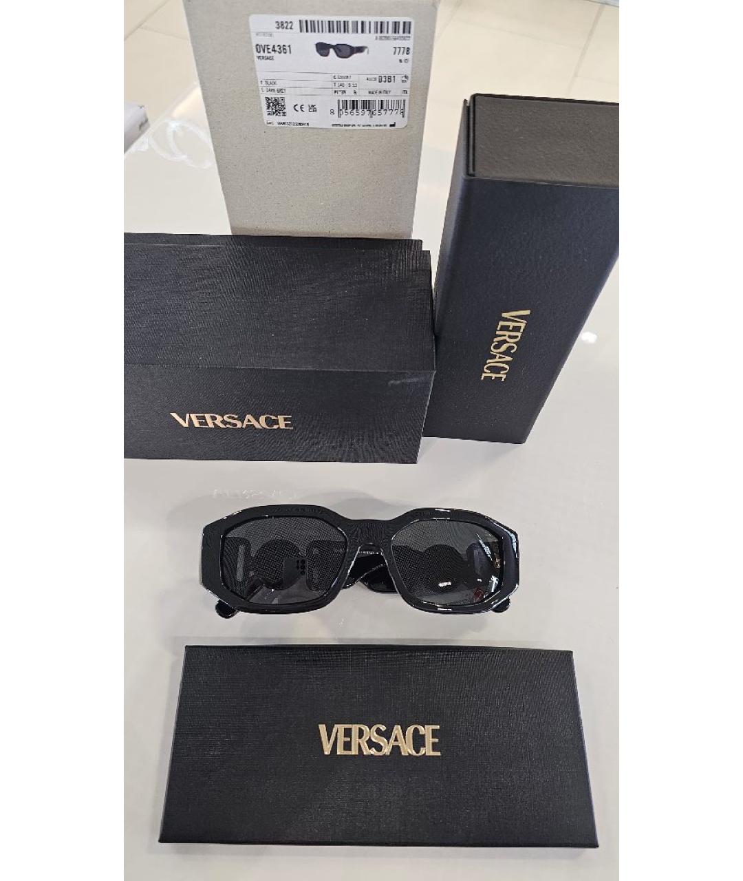 VERSACE Черные пластиковые солнцезащитные очки, фото 6