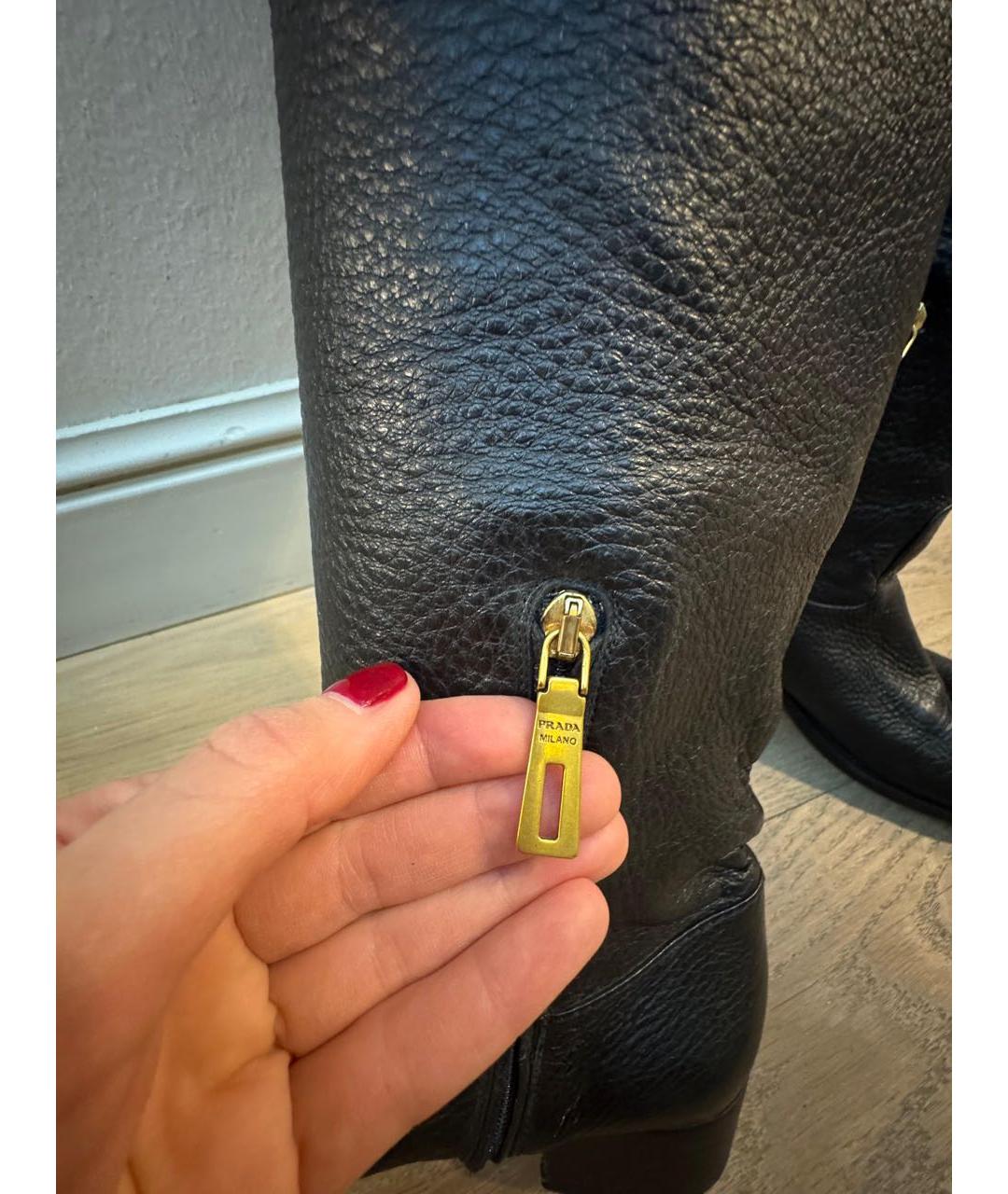 PRADA Черные кожаные сапоги, фото 7