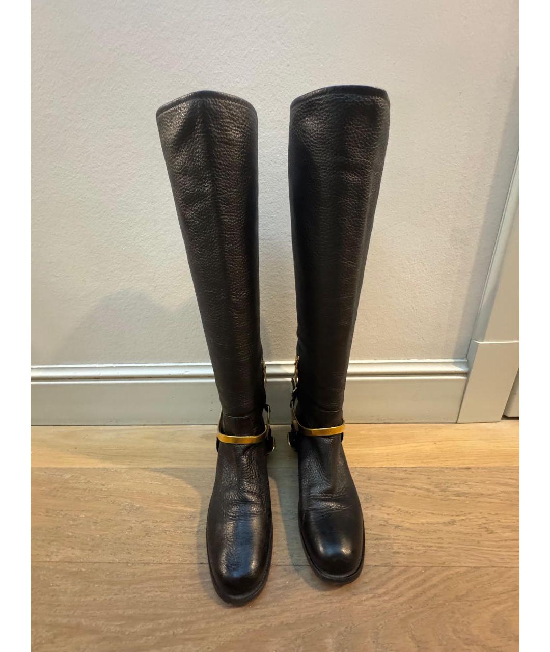 PRADA Черные кожаные сапоги, фото 2
