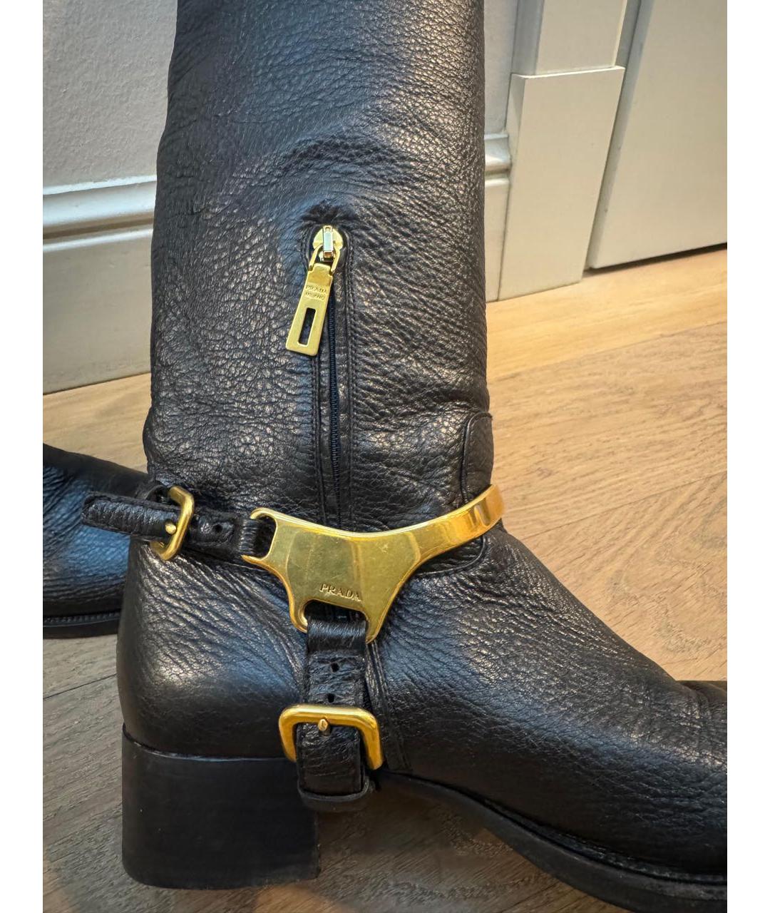 PRADA Черные кожаные сапоги, фото 6