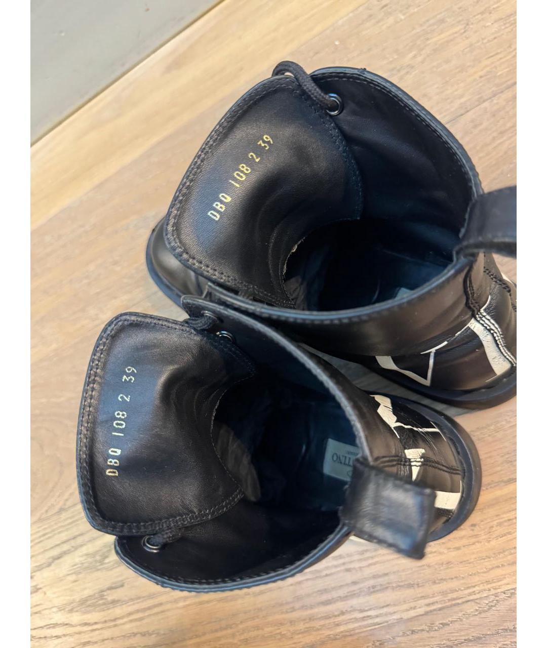 VALENTINO Черные кожаные ботинки, фото 3