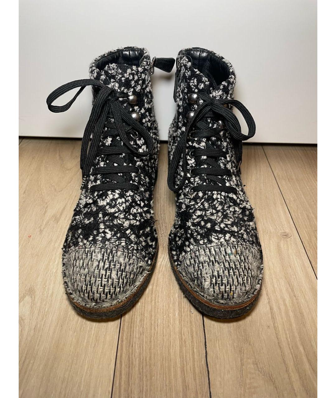 CHANEL Серые текстильные ботинки, фото 3