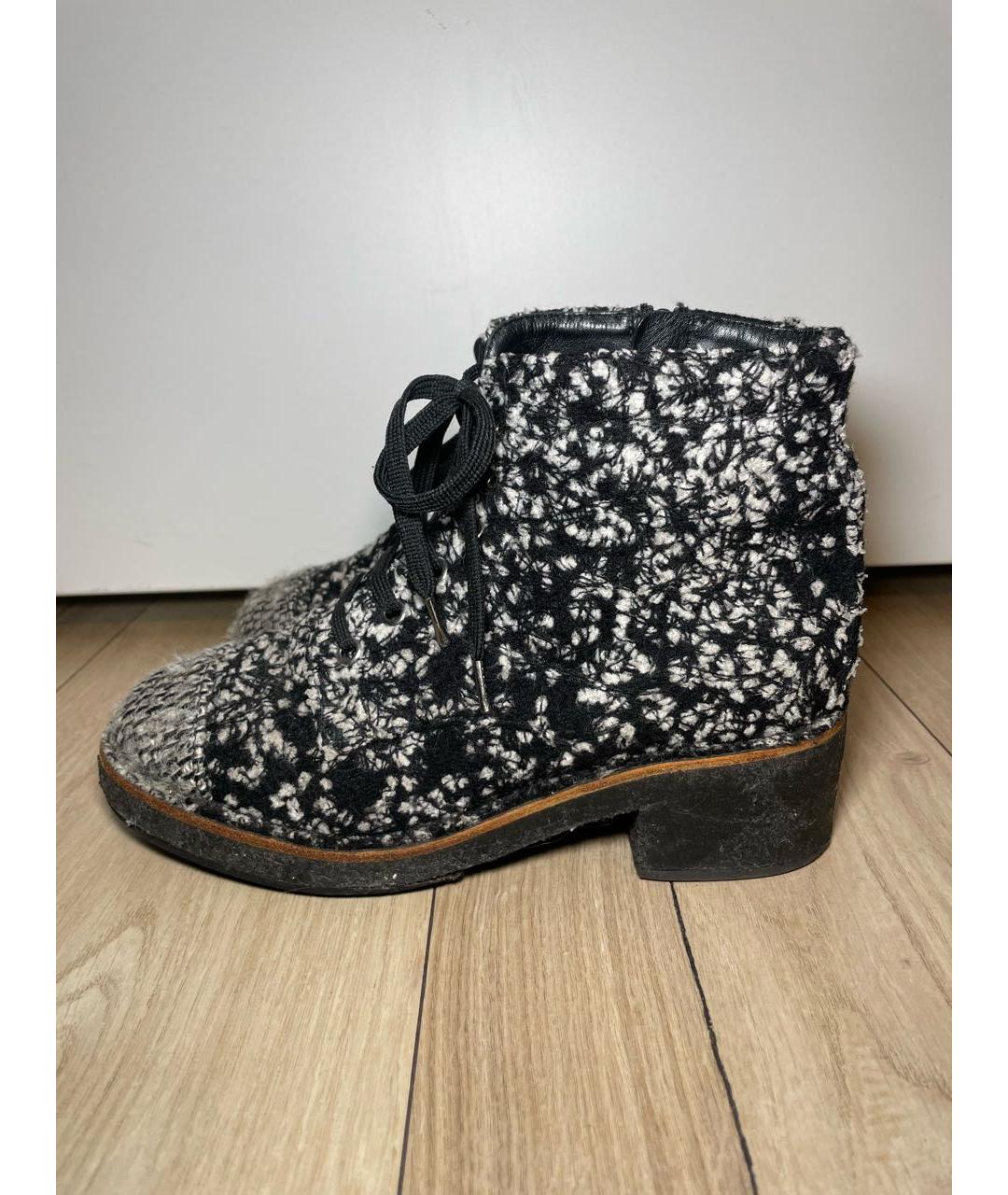 CHANEL Серые текстильные ботинки, фото 4