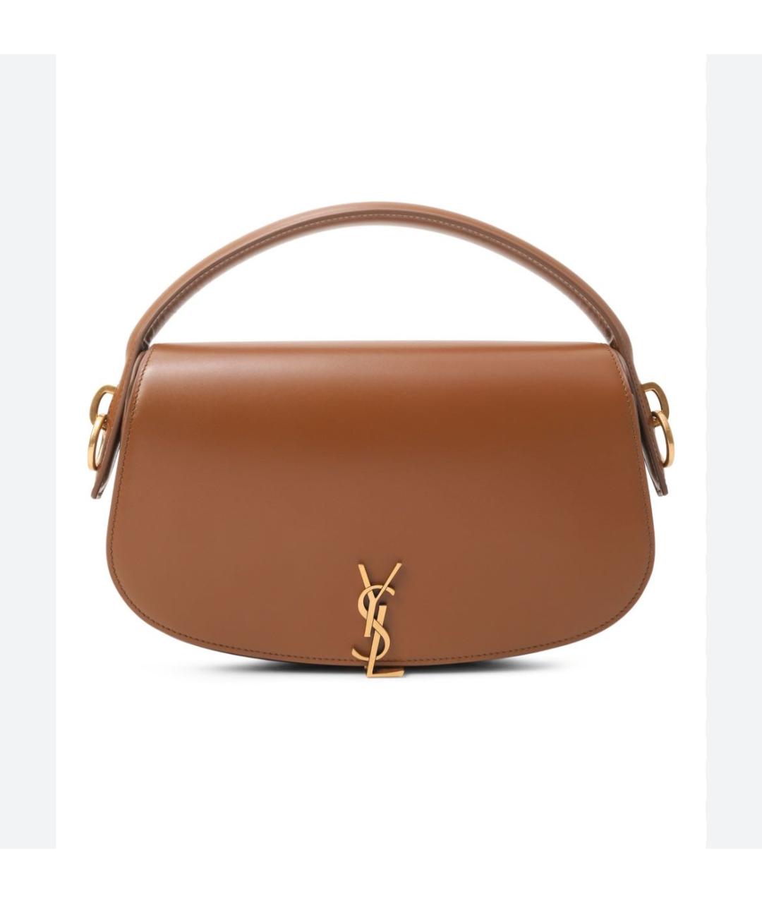 SAINT LAURENT Бежевая кожаная сумка через плечо, фото 3