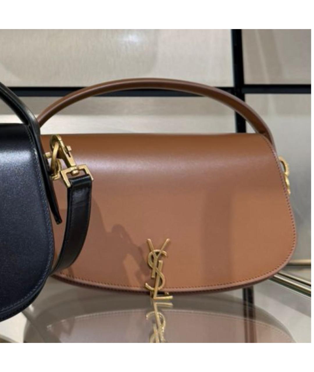 SAINT LAURENT Бежевая кожаная сумка через плечо, фото 2