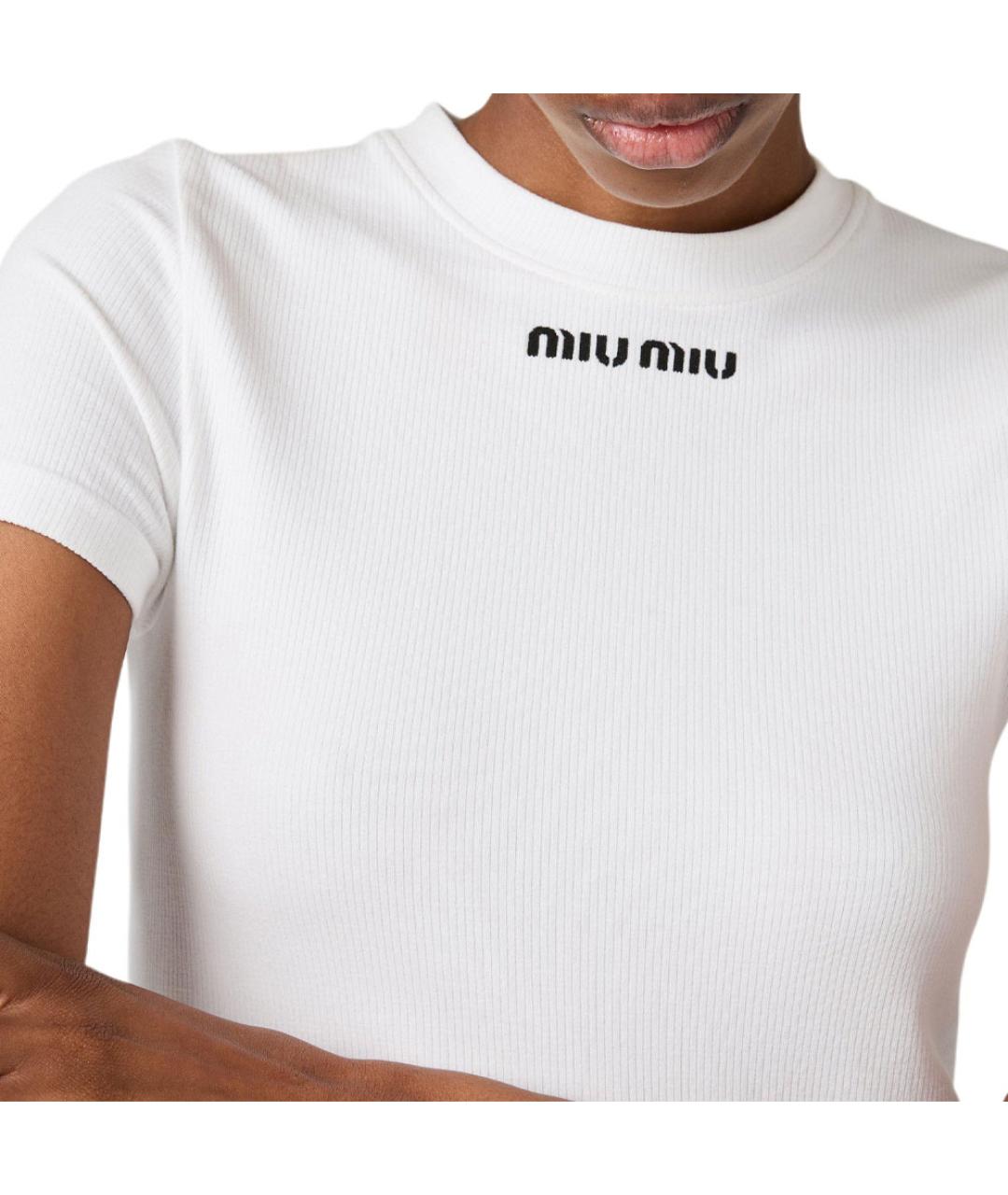MIU MIU Белая хлопковая футболка, фото 4