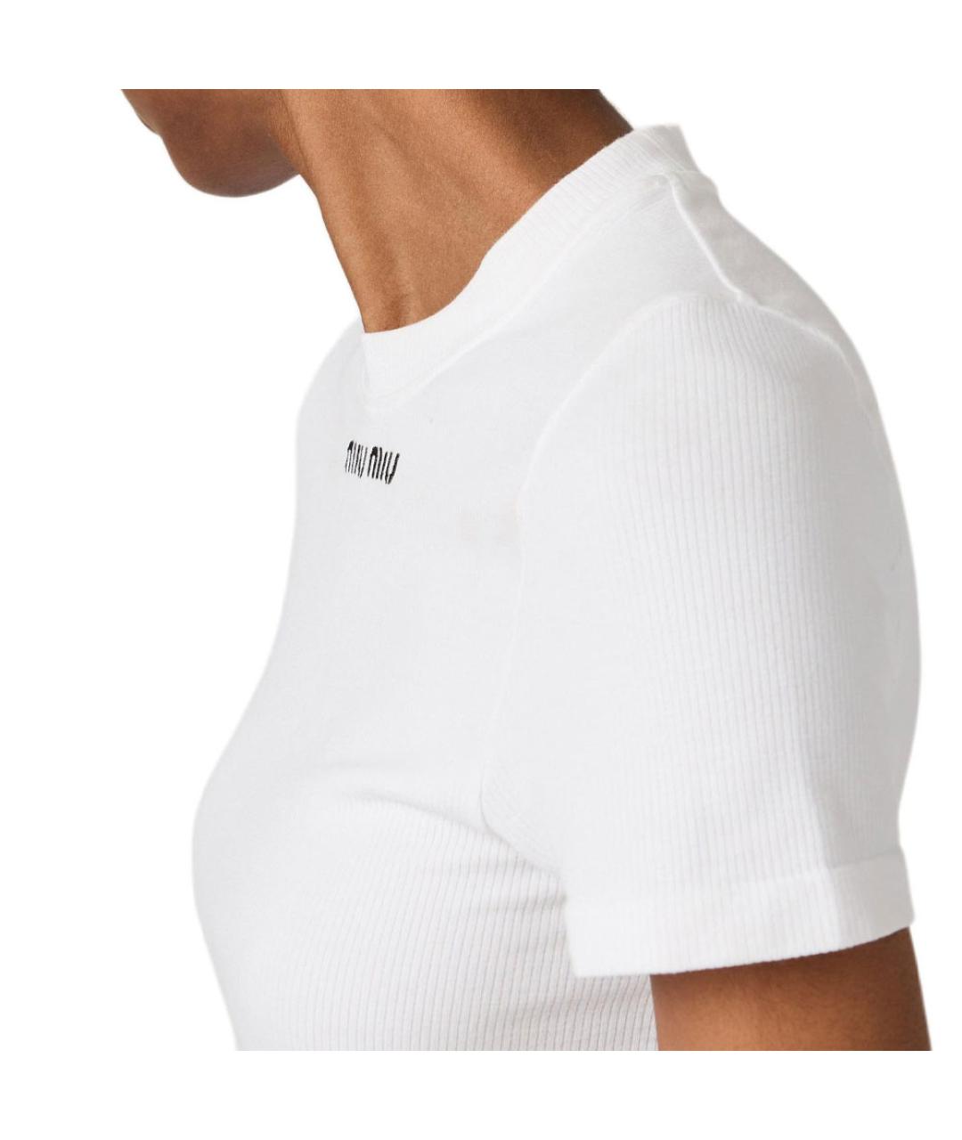 MIU MIU Белая хлопковая футболка, фото 5