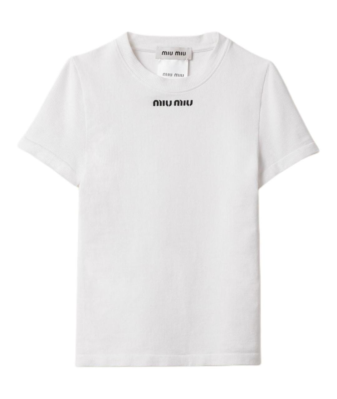 MIU MIU Белая хлопковая футболка, фото 1