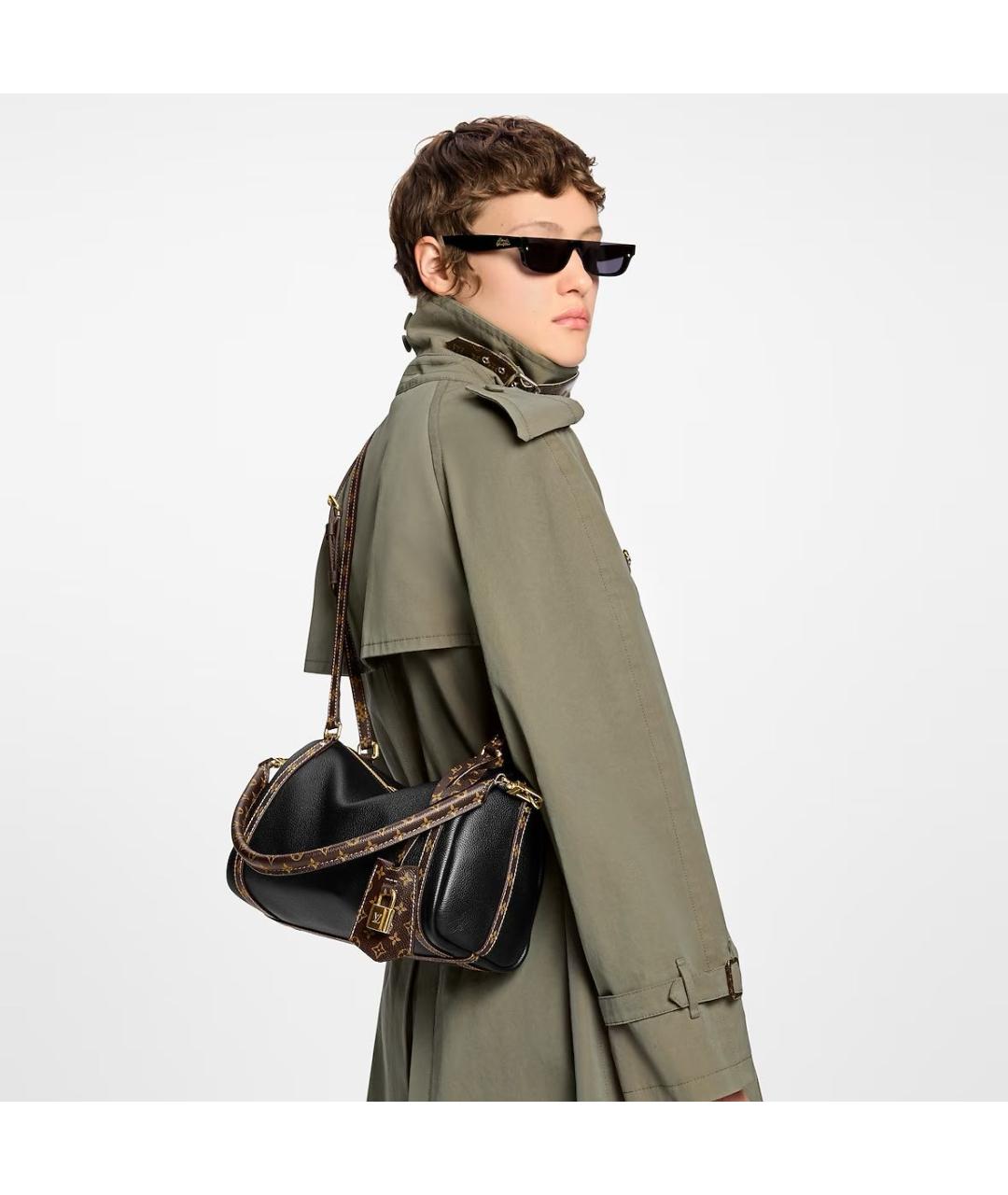 LOUIS VUITTON Черная кожаная сумка через плечо, фото 3