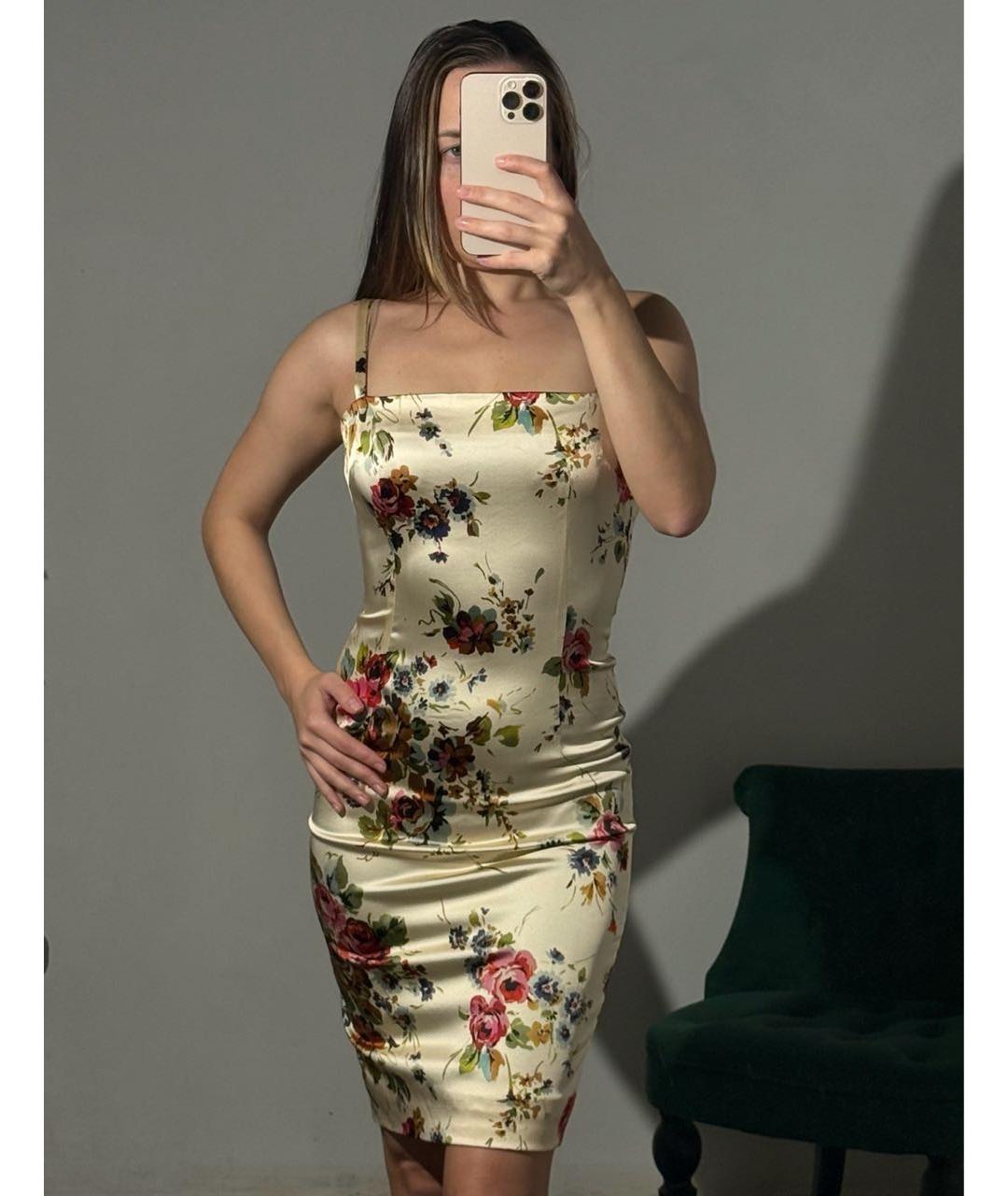 DOLCE&GABBANA Бежевое ацетатное повседневное платье, фото 5