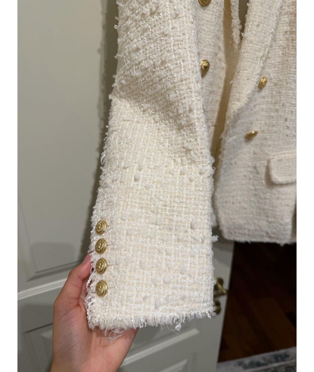 BALMAIN Белый твидовый пиджак, фото 4