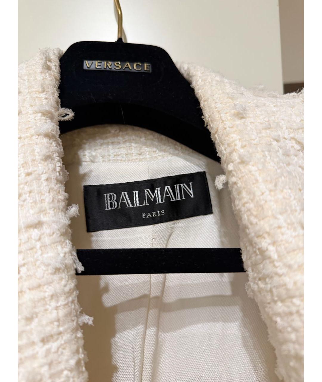 BALMAIN Белый твидовый пиджак, фото 3