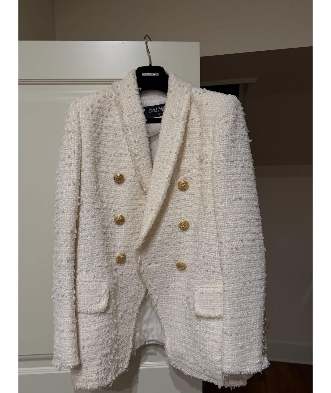 BALMAIN Белый твидовый пиджак, фото 5