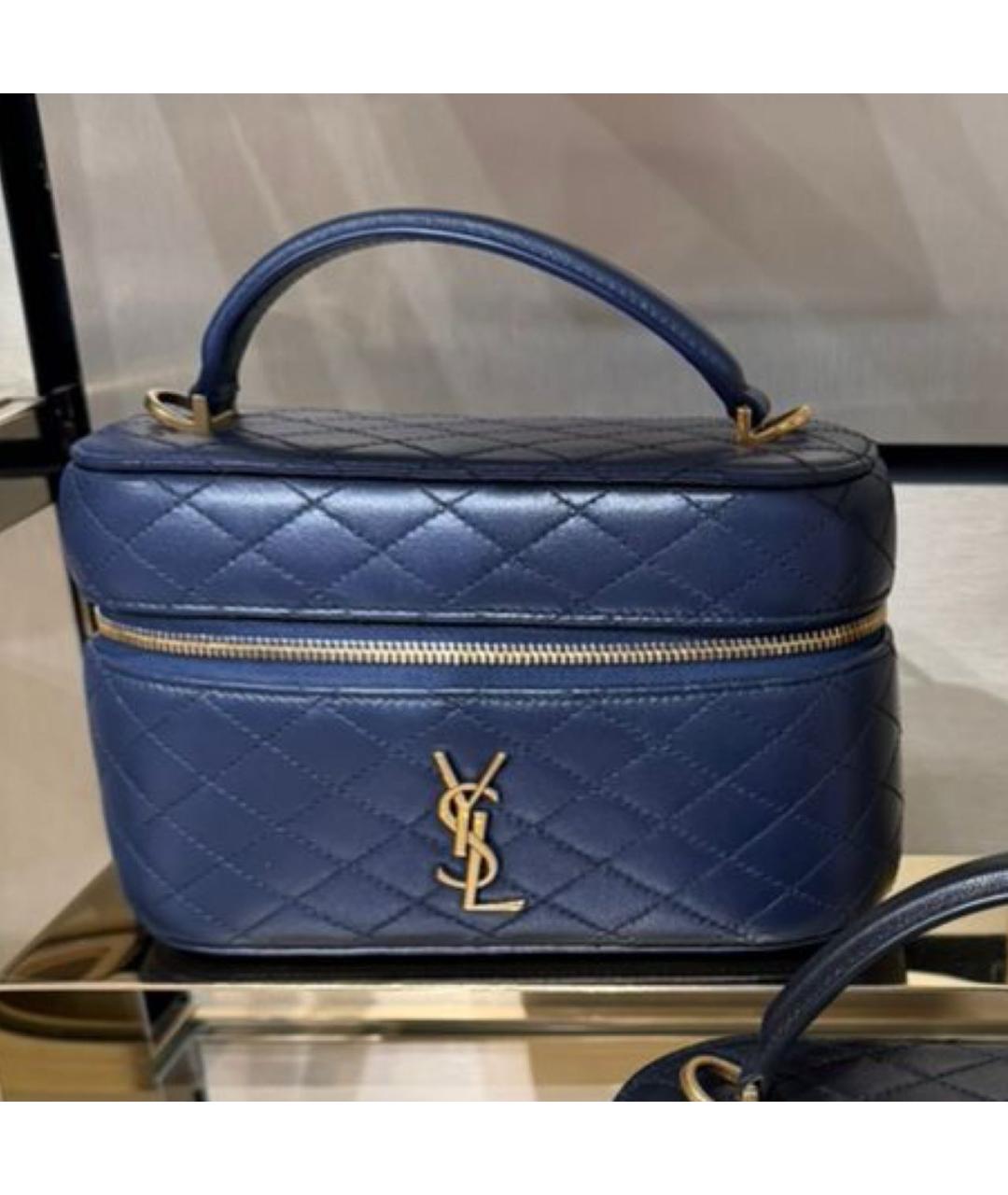 SAINT LAURENT Синяя кожаная сумка через плечо, фото 3