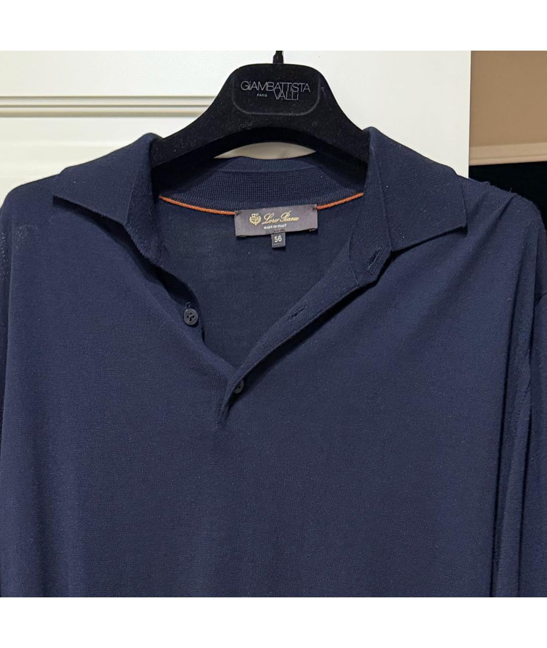 LORO PIANA Темно-синее поло с длинным рукавом, фото 3