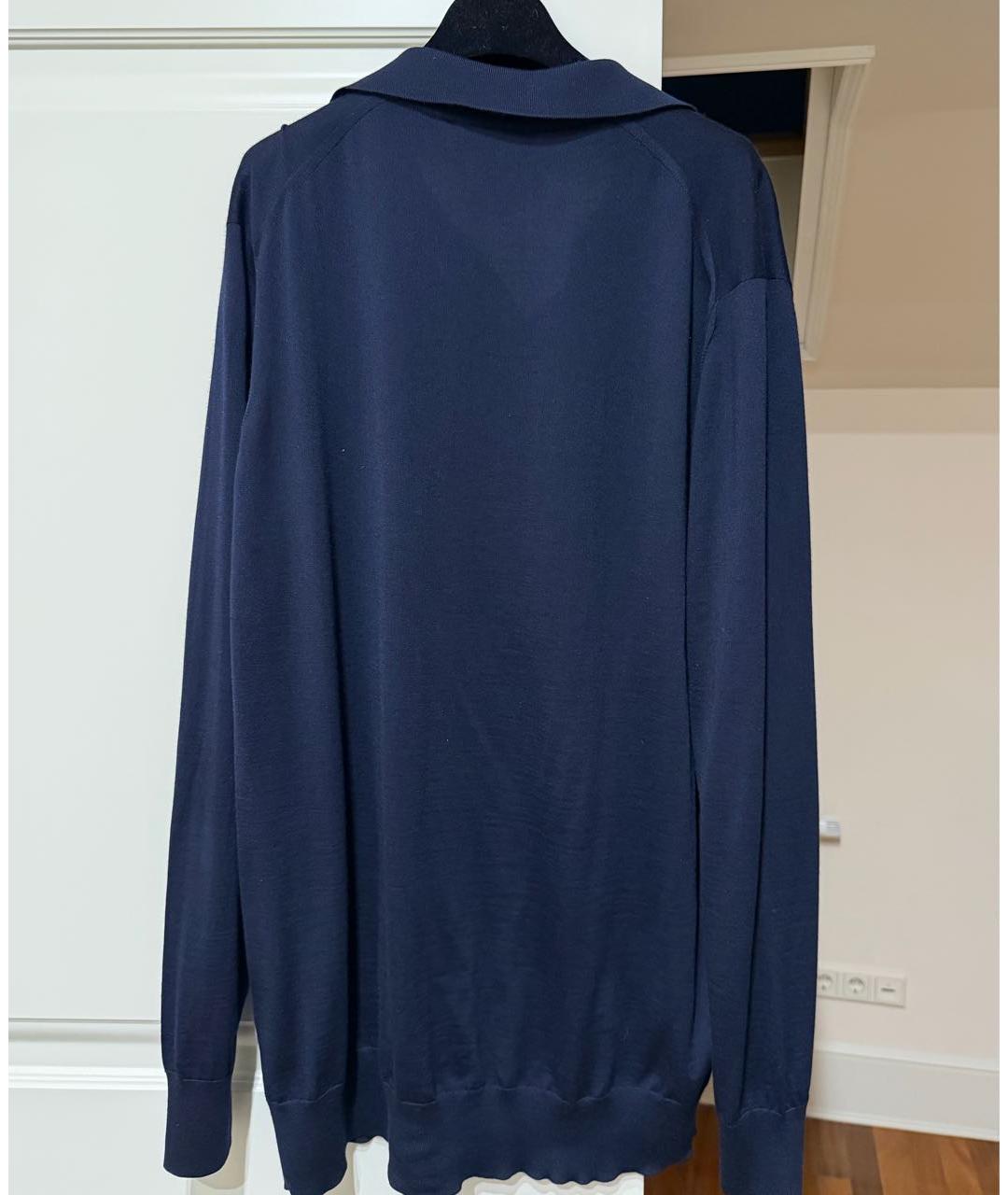 LORO PIANA Темно-синее поло с длинным рукавом, фото 2