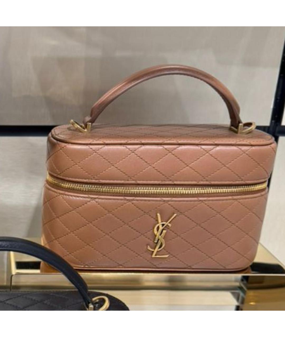 SAINT LAURENT Бежевая кожаная сумка через плечо, фото 2